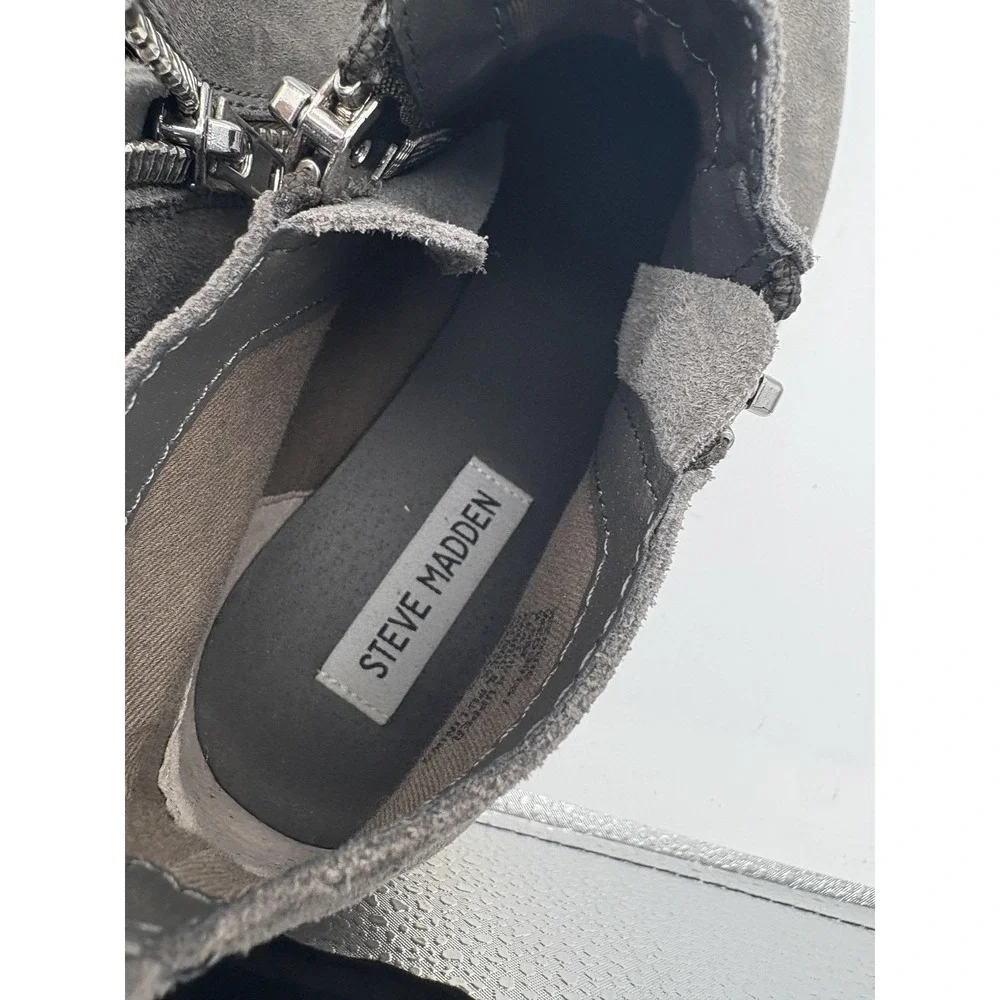Steve Madden Shoes Womens Size 9.5 Gray Suede Hidden Wedge Zip Sneakers Wedgie